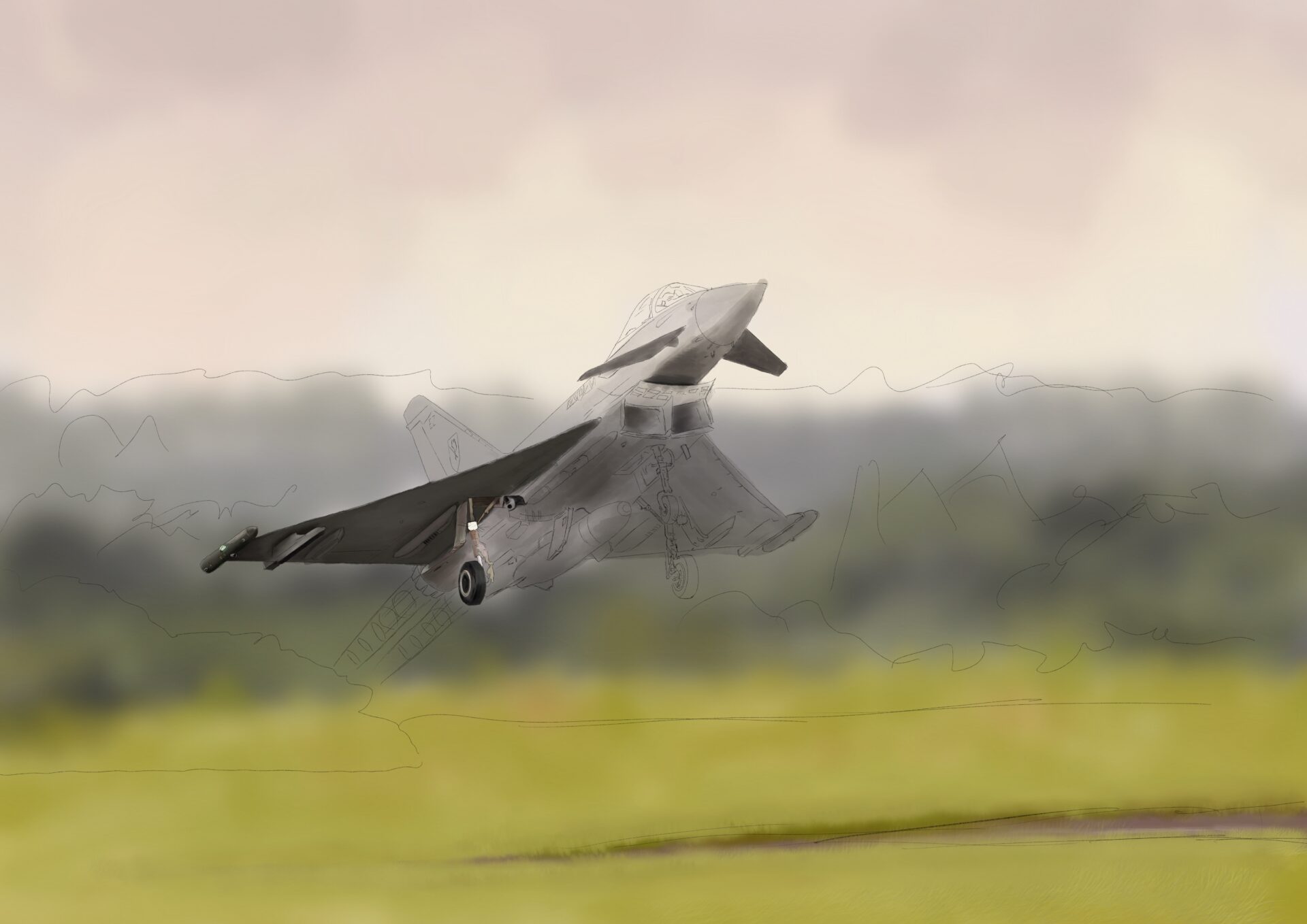 Diary of a painting - Those Magnificent Men 5 A painting of a Eurofighter Typhoon mid-takeoff