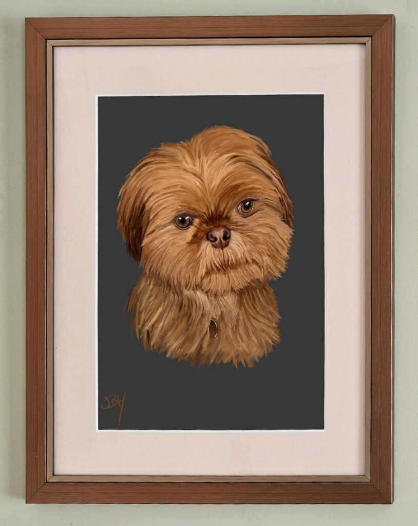Pet Portraits Commissions 1 Pet Portrait - Shih Tzu Pup - Framed